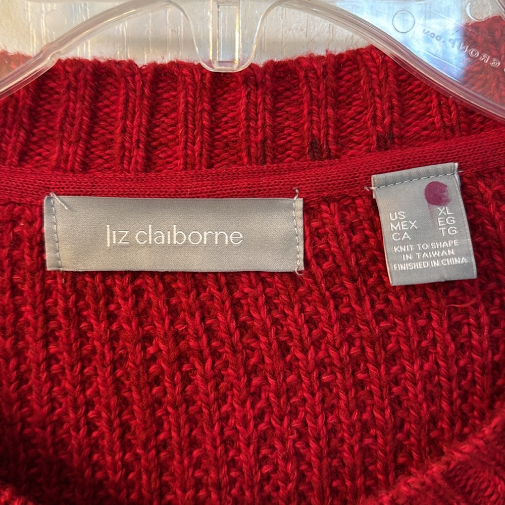 Liz Claiborne Red Cardigan Sweater XL - Picture 2 of 4